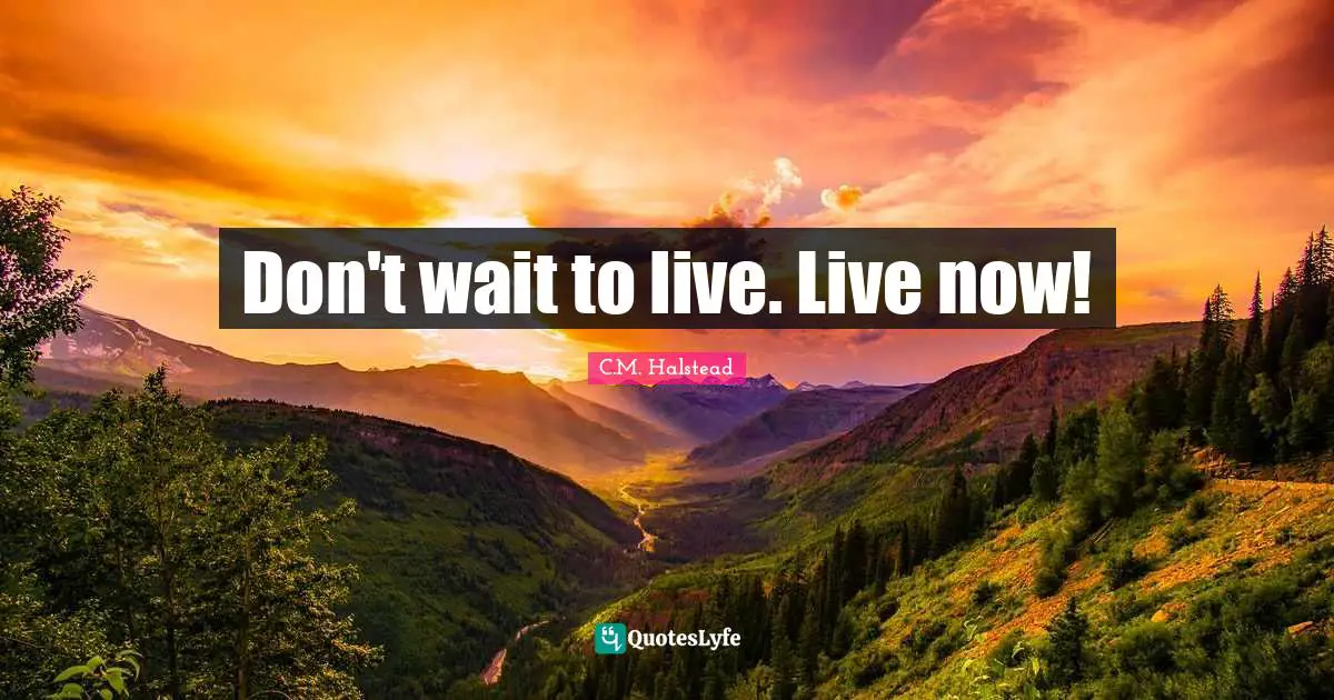 Don't wait to live. Live now!