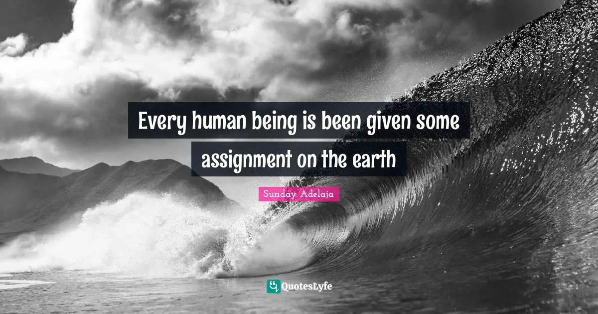 Assignment Quotes: "Every human being is been given some assignment on the earth"