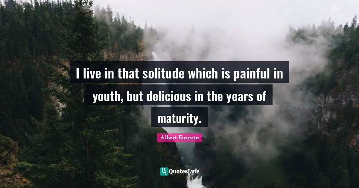I live in that solitude which is painful in youth, but delicious in the years of maturity.