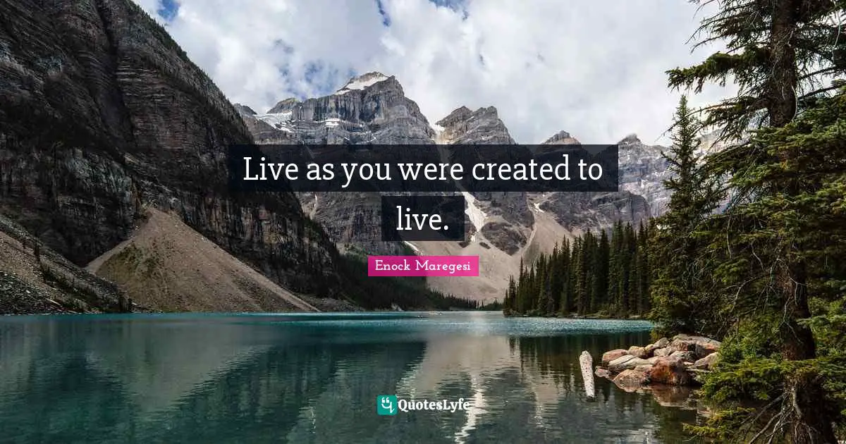 Live as you were created to live.