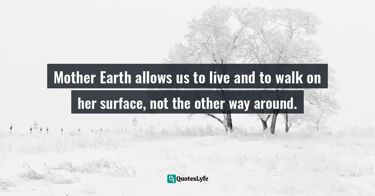 Mother Earth allows us to live and to walk on her surface, not the other way around.