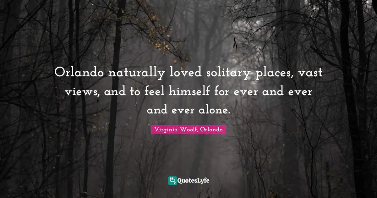 Orlando naturally loved solitary places, vast views, and to feel himself for ever and ever and ever alone.
