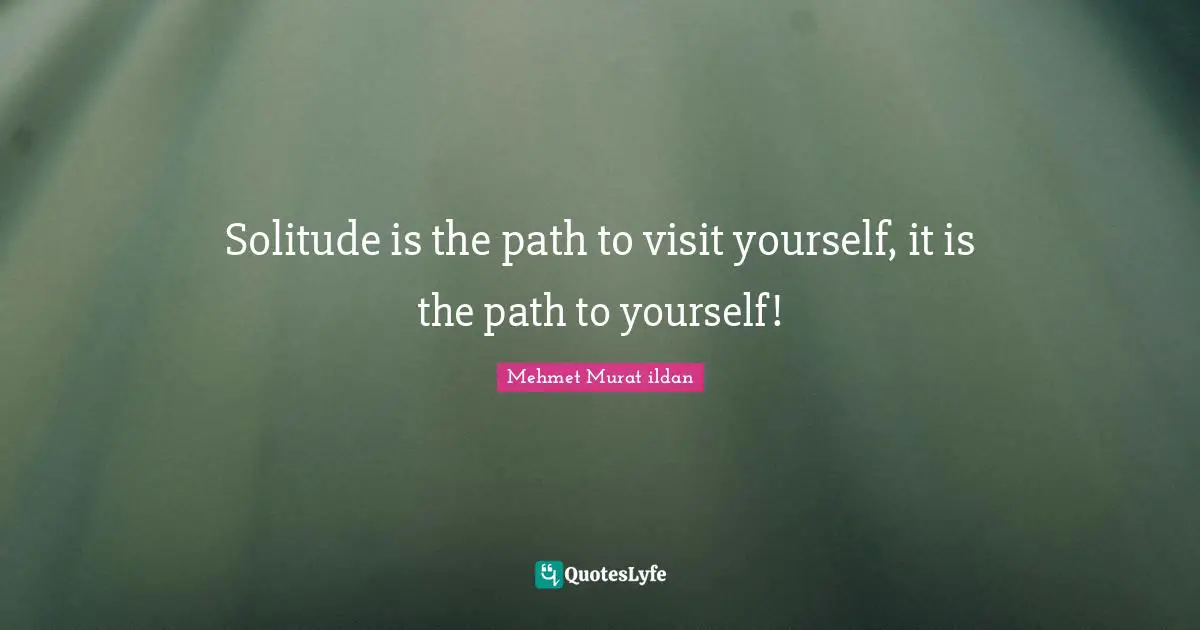 Solitude is the path to visit yourself, it is the path to yourself!