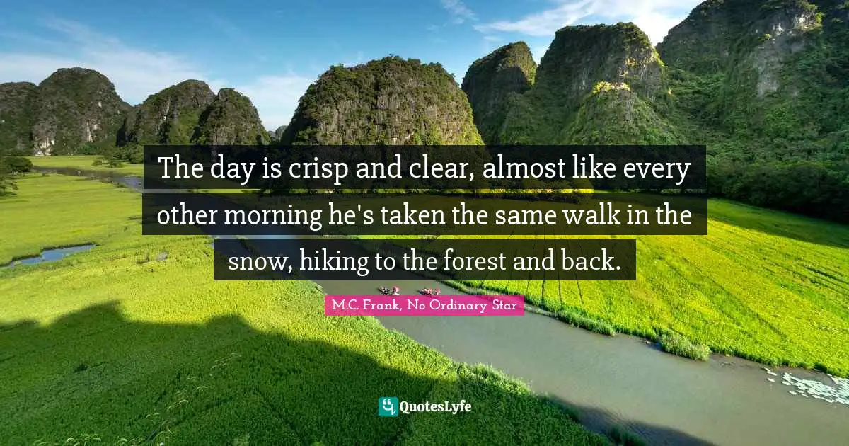 The day is crisp and clear, almost like every other morning he's taken the same walk in the snow, hiking to the forest and back.