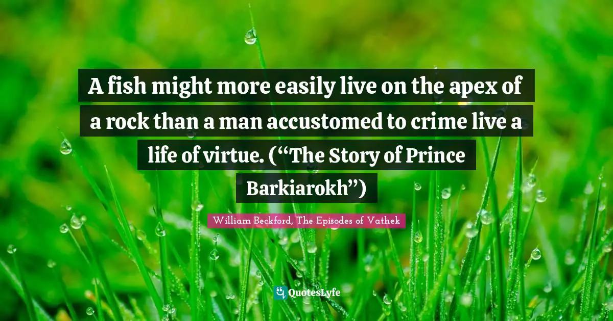 A fish might more easily live on the apex of a rock than a man accustomed to crime live a life of virtue. (“The Story of Prince Barkiarokh”)