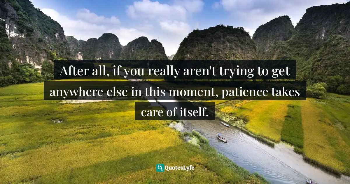 After all, if you really aren't trying to get anywhere else in this moment, patience takes care of itself.