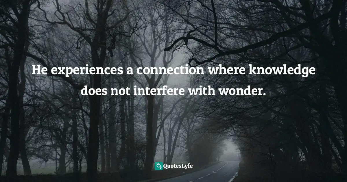 He experiences a connection where knowledge does not interfere with wonder.