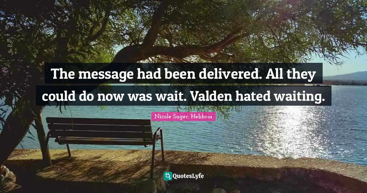 The message had been delivered. All they could do now was wait. Valden hated waiting.