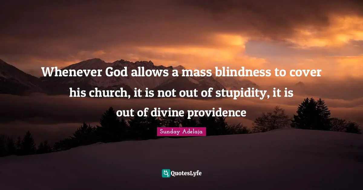 Allows Quotes: "Whenever God allows a mass blindness to cover his church, it is not out of stupidity, it is out of divine providence"