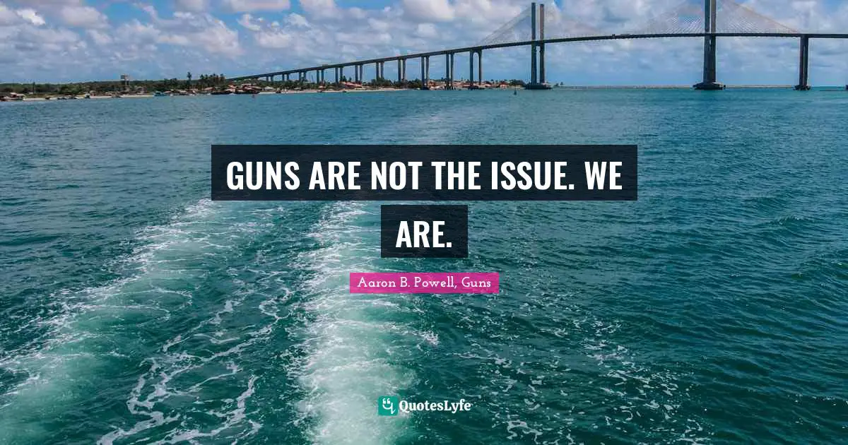GUNS ARE NOT THE ISSUE. WE ARE.