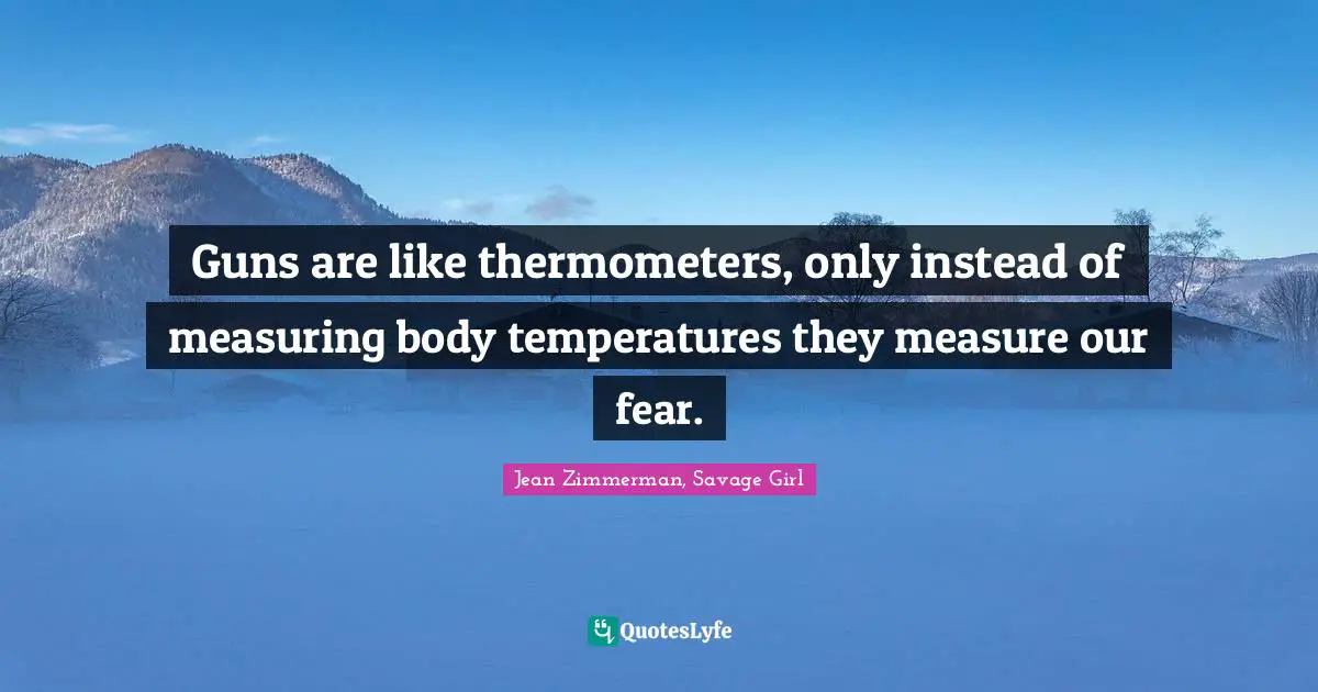 Guns are like thermometers, only instead of measuring body temperatures they measure our fear.