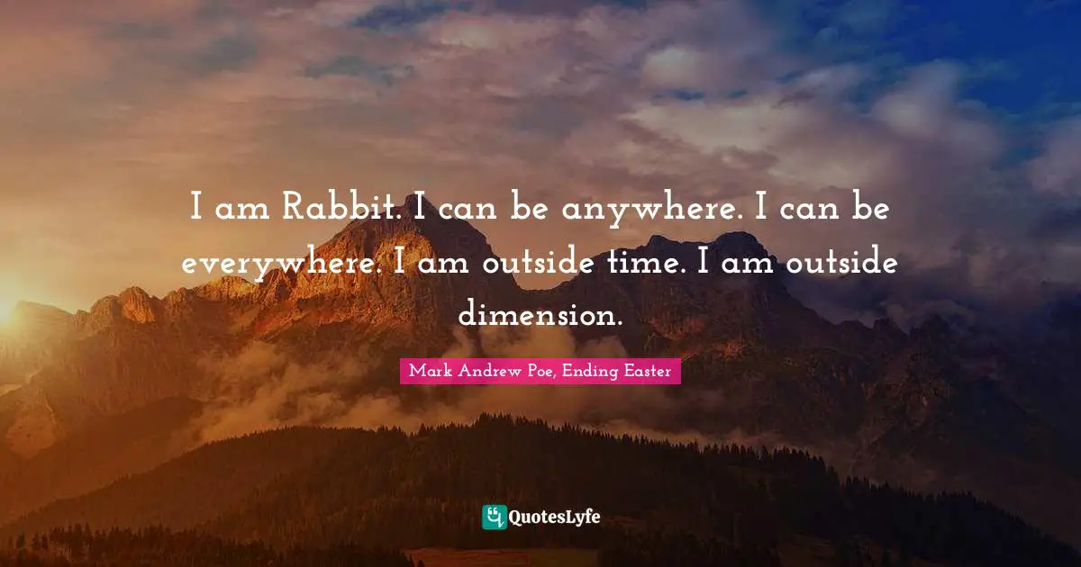 I am Rabbit. I can be anywhere. I can be everywhere. I am outside time. I am outside dimension.