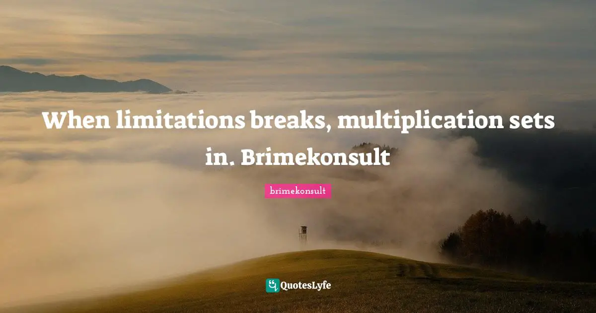 When limitations breaks, multiplication sets in. Brimekonsult