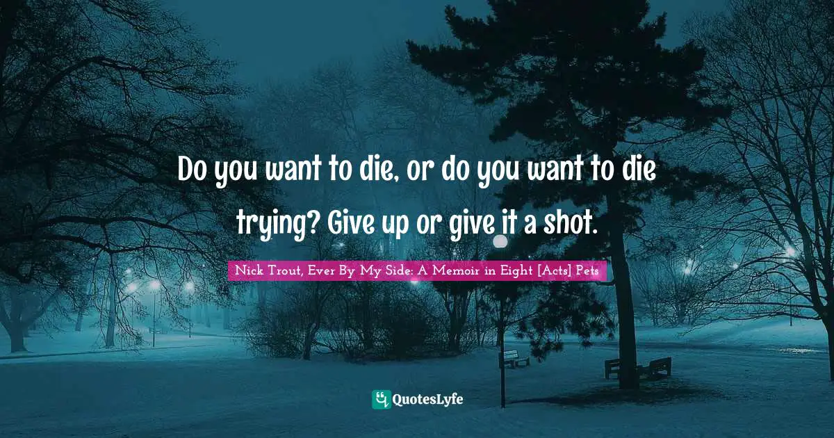 Do you want to die, or do you want to die trying? Give up or give it a shot.
