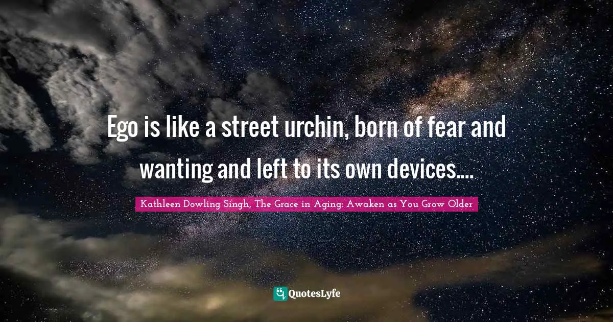 Ego is like a street urchin, born of fear and wanting and left to its own devices....