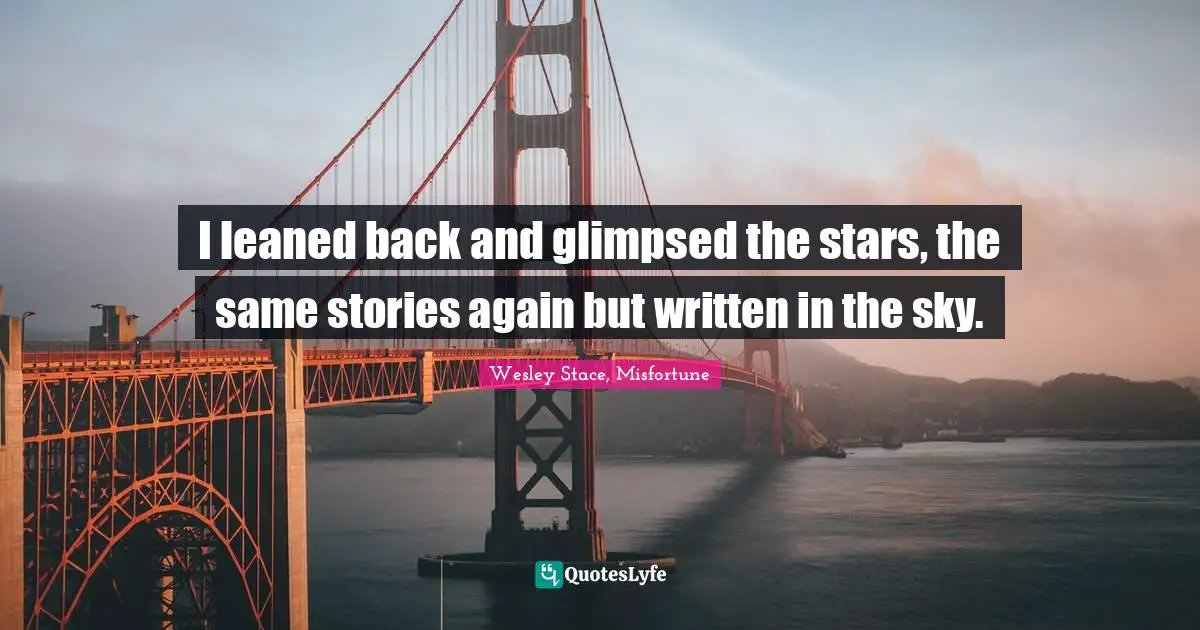 I leaned back and glimpsed the stars, the same stories again but written in the sky.