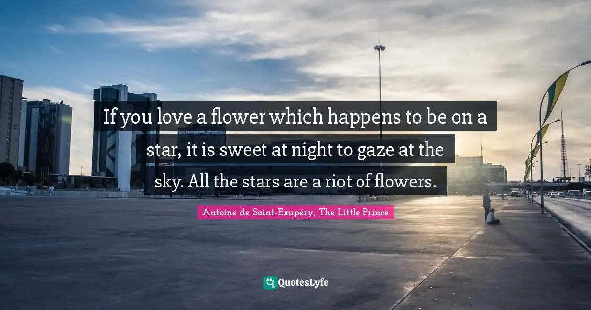 If you love a flower which happens to be on a star, it is sweet at night to gaze at the sky. All the stars are a riot of flowers.