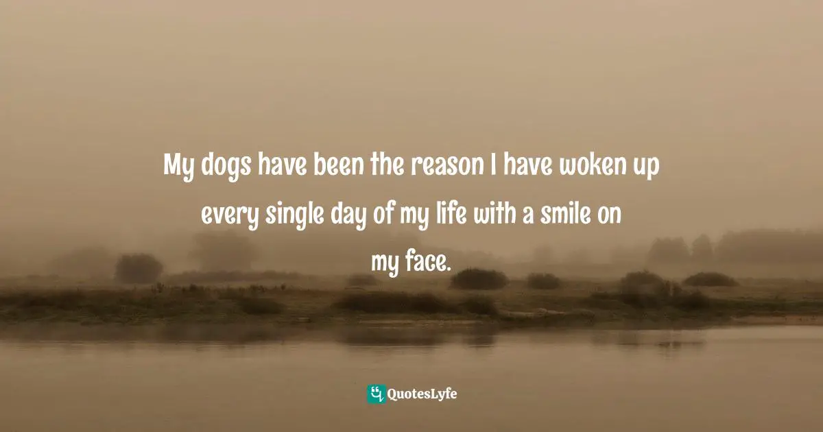 My dogs have been the reason I have woken up every single day of my life with a smile on my face.