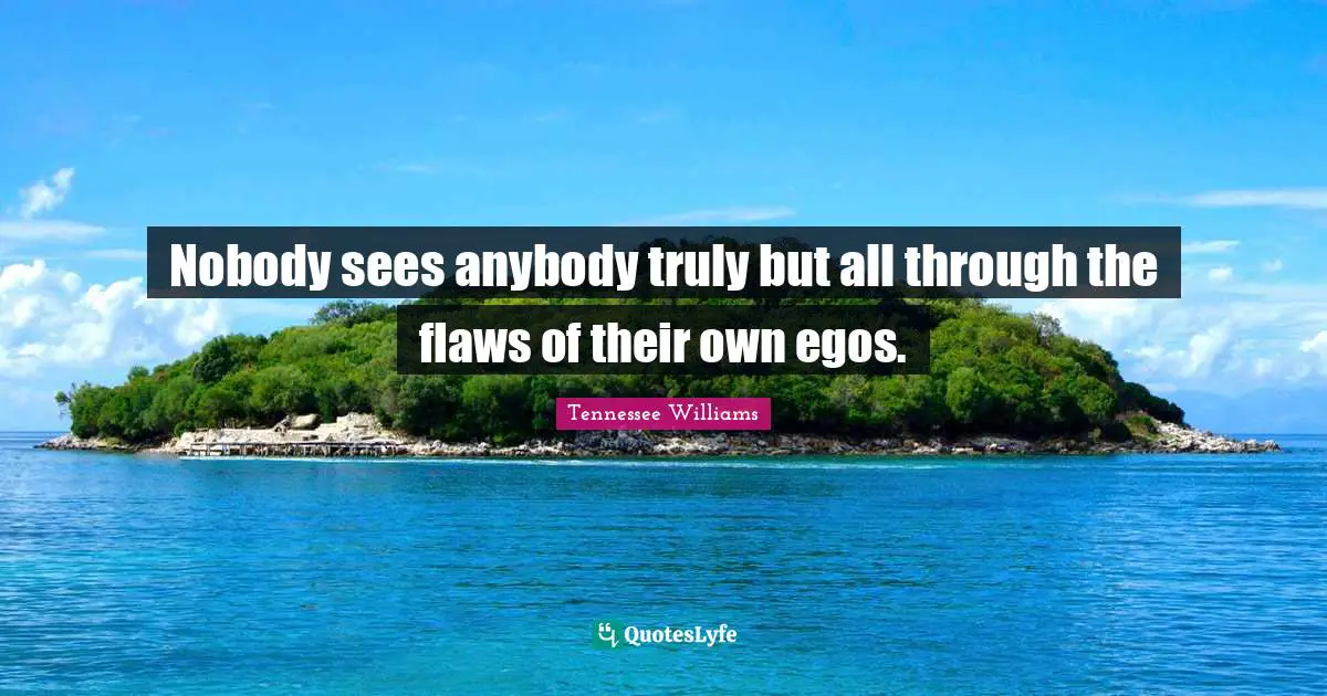 Nobody sees anybody truly but all through the flaws of their own egos.