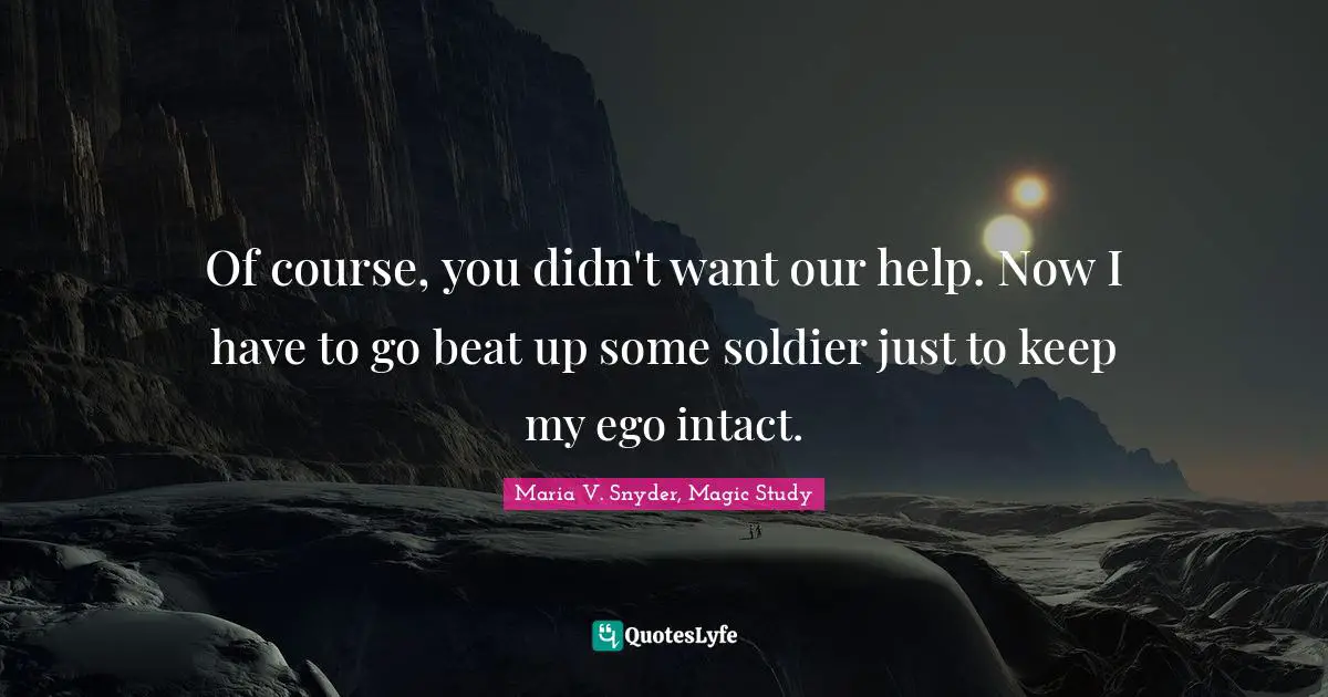 Of course, you didn't want our help. Now I have to go beat up some soldier just to keep my ego intact.