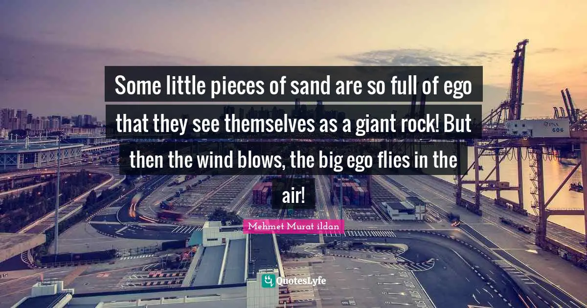 Some little pieces of sand are so full of ego that they see themselves as a giant rock! But then the wind blows, the big ego flies in the air!