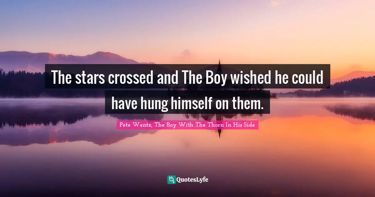 The stars crossed and The Boy wished he could have hung himself on them.