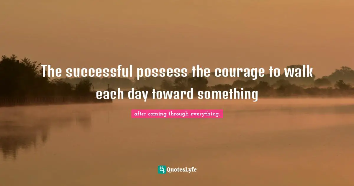The successful possess the courage to walk each day toward something