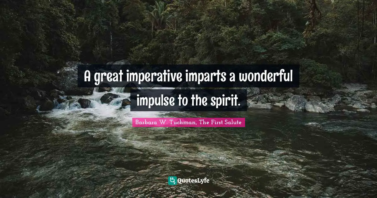A great imperative imparts a wonderful impulse to the spirit.
