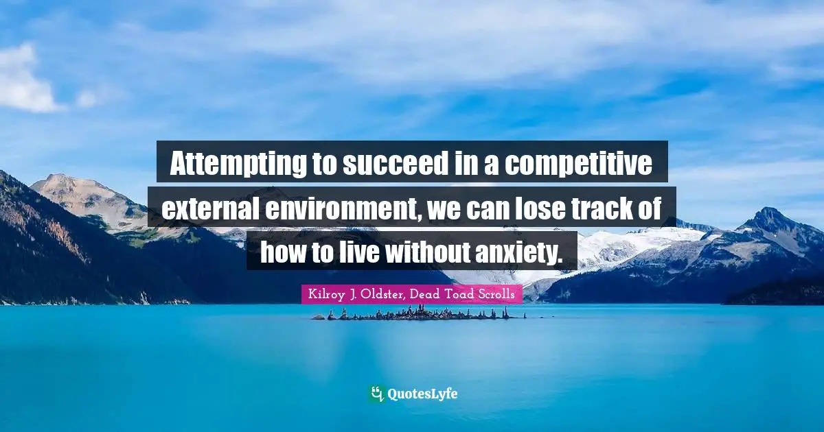 Attempting to succeed in a competitive external environment, we can lose track of how to live without anxiety.