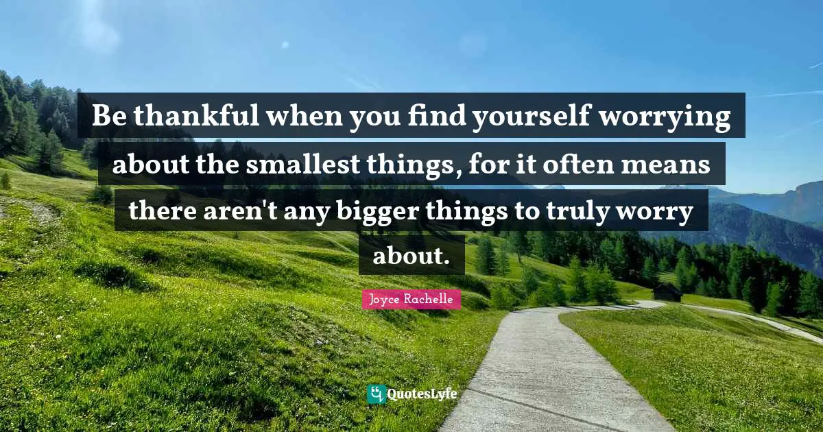 Big Problems Quotes: "Be thankful when you find yourself worrying about the smallest things, for it often means there aren't any bigger things to truly worry about."