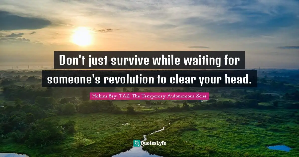 Don't just survive while waiting for someone's revolution to clear your head.