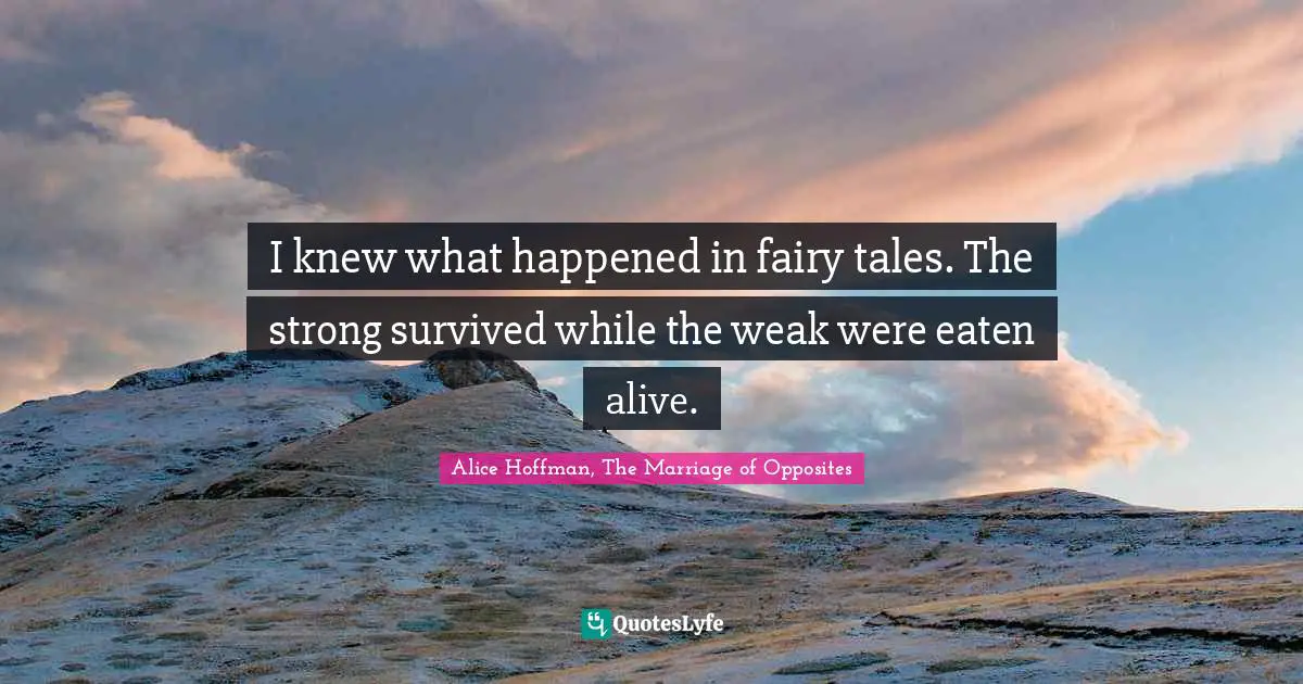 I knew what happened in fairy tales. The strong survived while the weak were eaten alive.