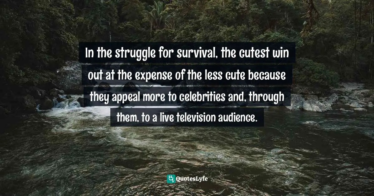 In the struggle for survival, the cutest win out at the expense of the less cute because they appeal more to celebrities and, through them, to a live television audience.