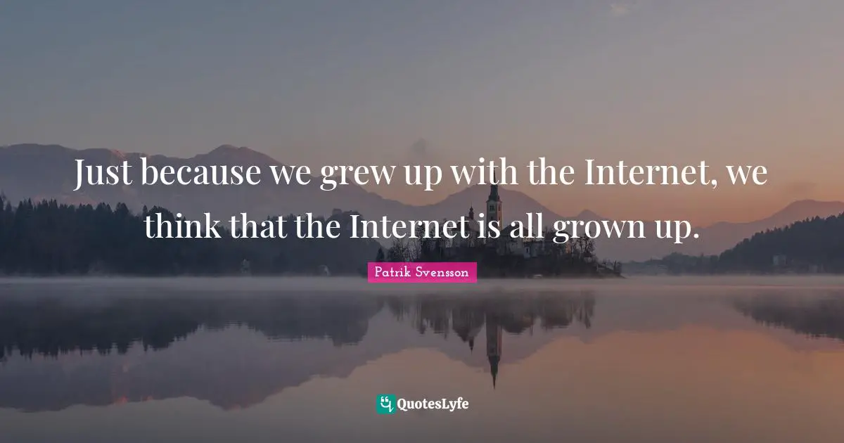 Just because we grew up with the Internet, we think that the Internet is all grown up.