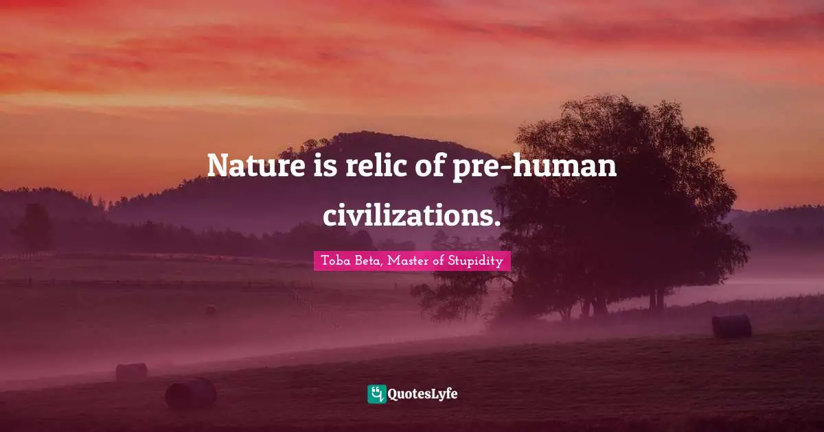 Toba Beta Quotes: "Nature is relic of pre-human civilizations."
