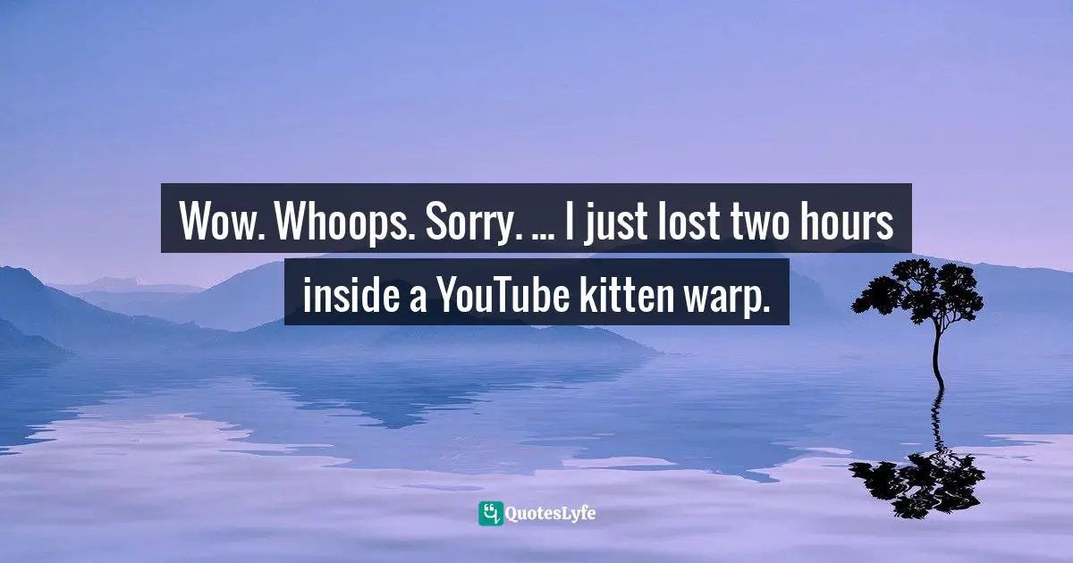 Wow. Whoops. Sorry. ... I just lost two hours inside a YouTube kitten warp.