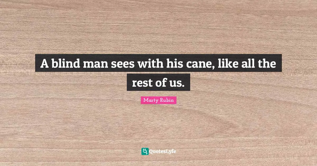 A blind man sees with his cane, like all the rest of us.