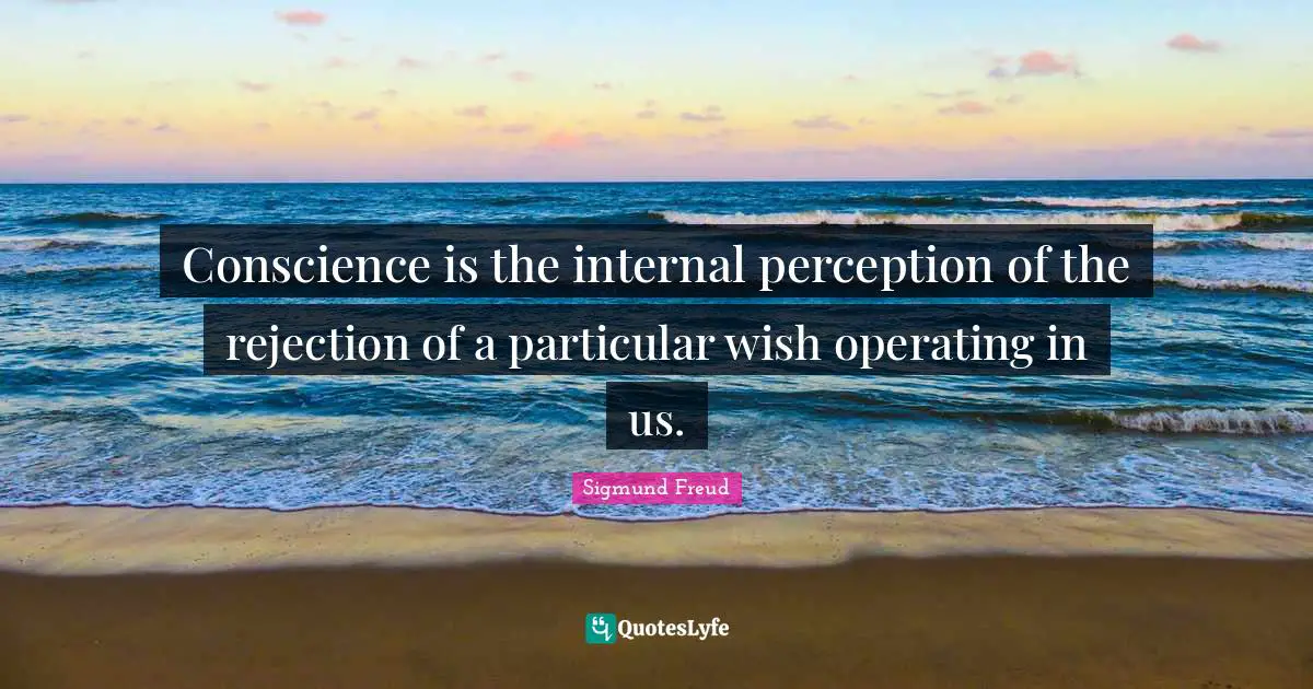 Conscience is the internal perception of the rejection of a particular wish operating in us.