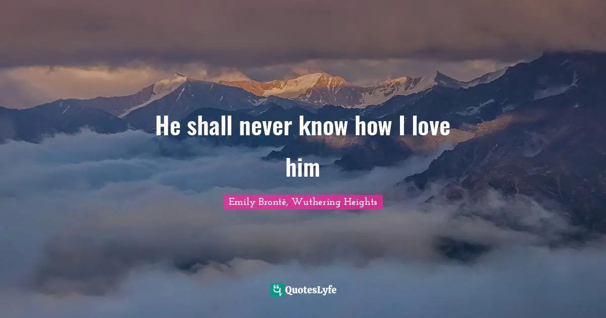 Never Know Quotes: "He shall never know how I love him"