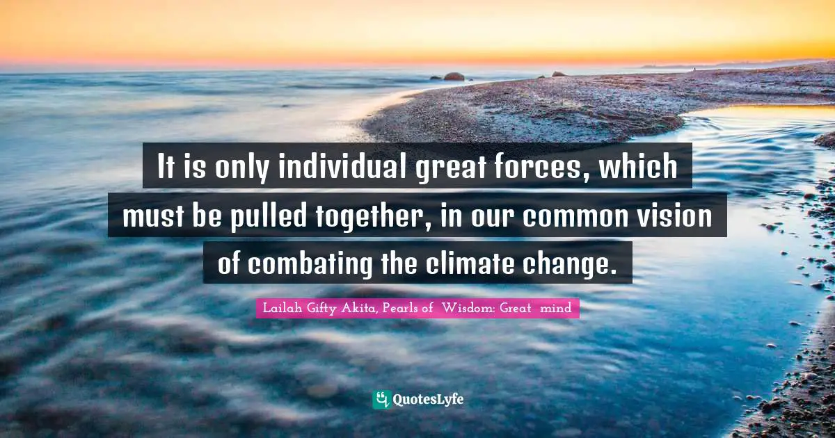 It is only individual great forces, which must be pulled together, in our common vision of combating the climate change.