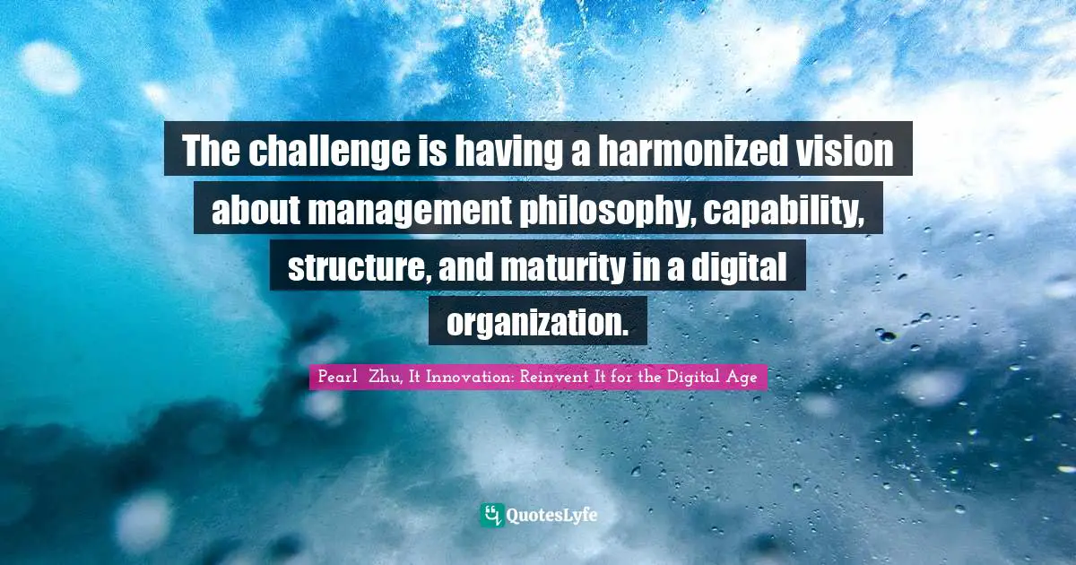 The challenge is having a harmonized vision about management philosophy, capability, structure, and maturity in a digital organization.