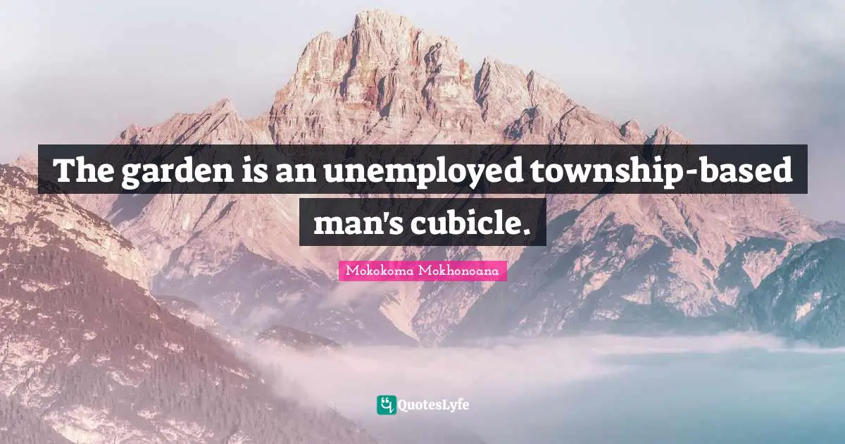 The garden is an unemployed township-based man's cubicle.