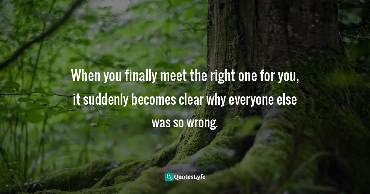 When you finally meet the right one for you, it suddenly becomes clear why everyone else was so wrong.