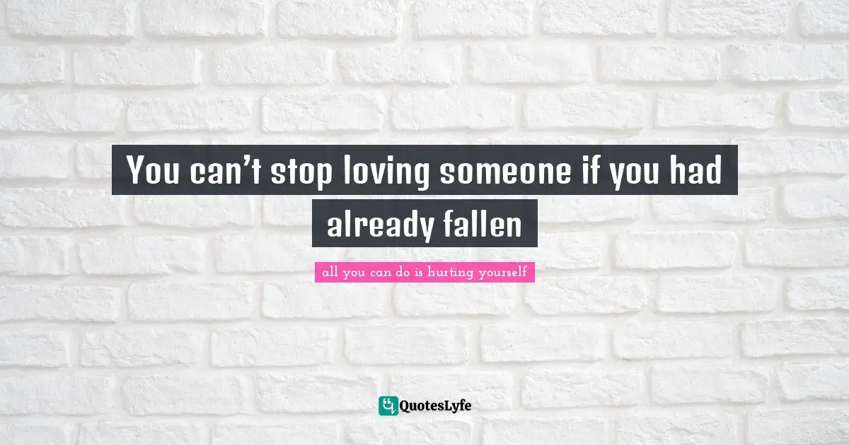 You can’t stop loving someone if you had already fallen