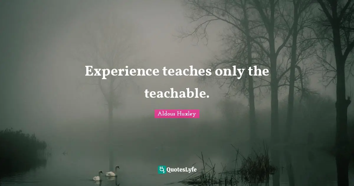 Experience teaches only the teachable.