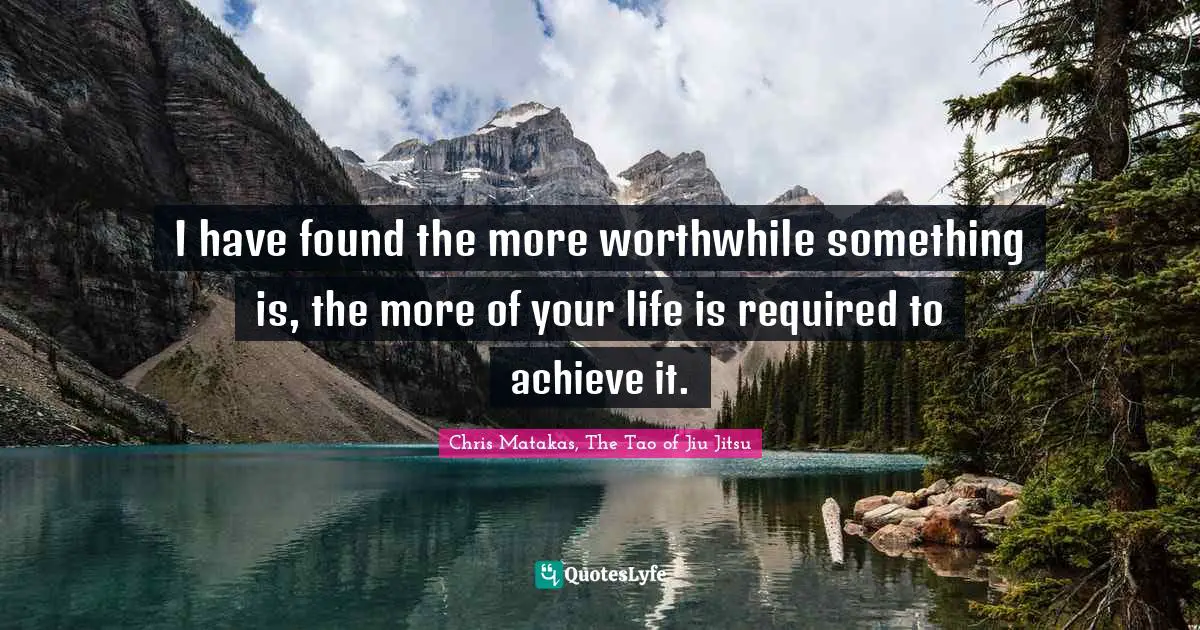 I have found the more worthwhile something is, the more of your life is required to achieve it.
