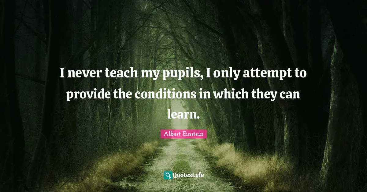 I never teach my pupils, I only attempt to provide the conditions in which they can learn.