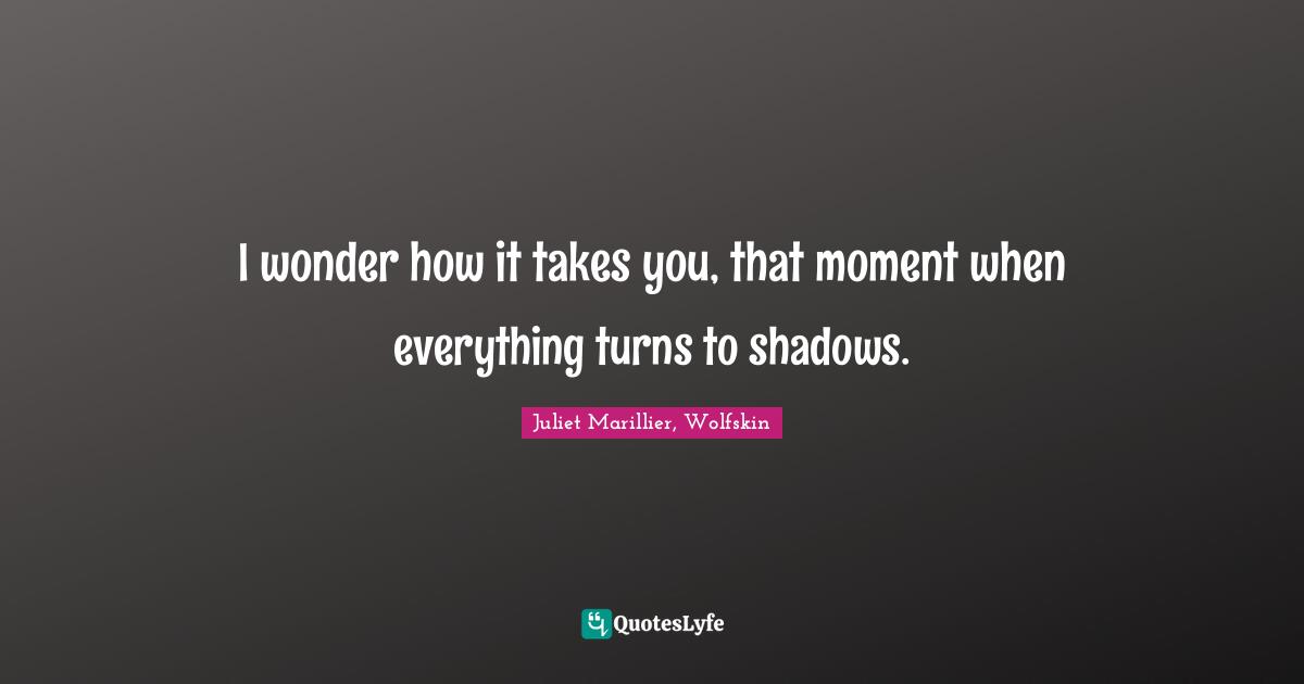 Shadows Quotes: "I wonder how it takes you, that moment when everything turns to shadows."