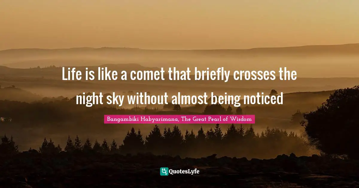 Life is like a comet that briefly crosses the night sky without almost being noticed