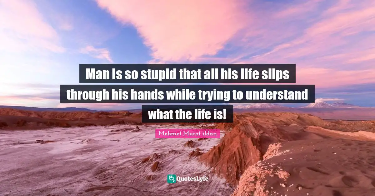 Man is so stupid that all his life slips through his hands while trying to understand what the life is!